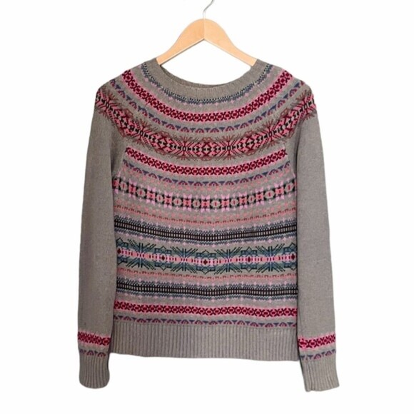 Vintage Chaps Fair Isle Nordic Sweater Cotton Blend Pink Sage Multi Size Medium - Picture 11 of 12